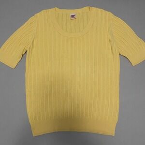 Vintage‎ Women's Butter Yellow Cableknit Sweater Preppy Tennis Old Money Capsule